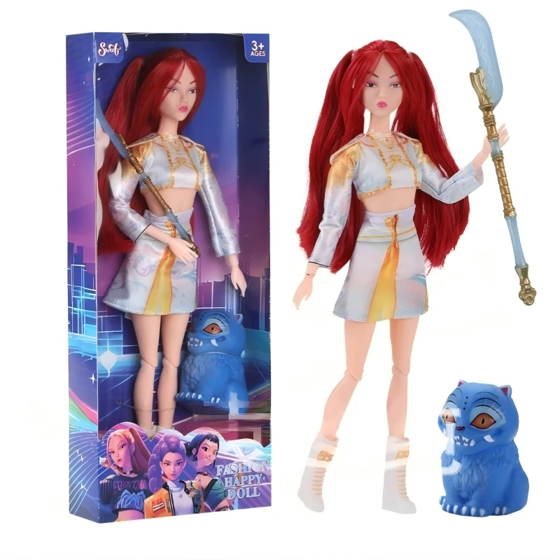 11.5 Inch Dolls Hunter Figure Set With Tiger Pet Musical Toys Clothes Best Christmas Birthday Present DIY Play Toys Game