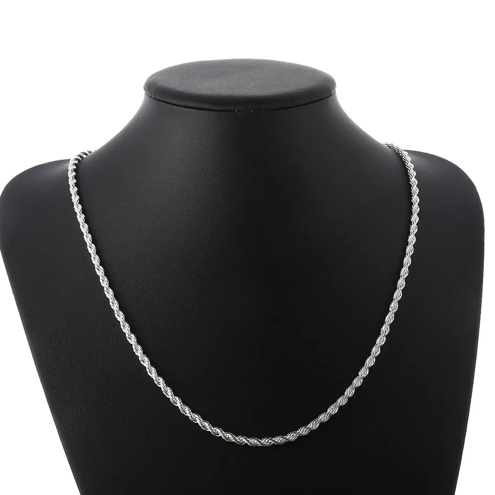 40-60cm wholesale 925 Sterling Silver Necklaces Jewelry 4MM Rope Chain Fashion Men's Women Necklace Christmas Gifts