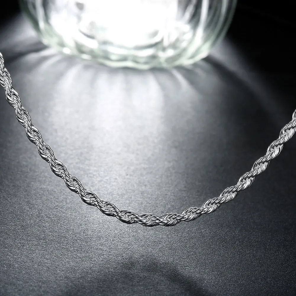 40-60cm wholesale 925 Sterling Silver Necklaces Jewelry 4MM Rope Chain Fashion Men's Women Necklace Christmas Gifts