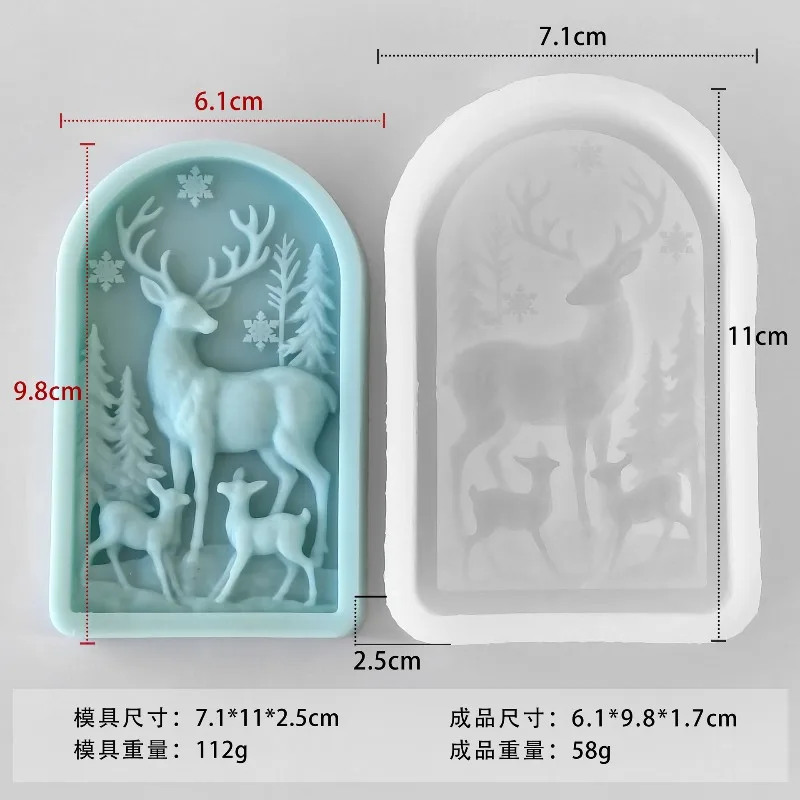 DIY Christmas Deer Silicone Candle Mold 3D Relief Reindeer Deer Aromatherapy Gypsum Crafts Resin Soap Mould Christmas Gift