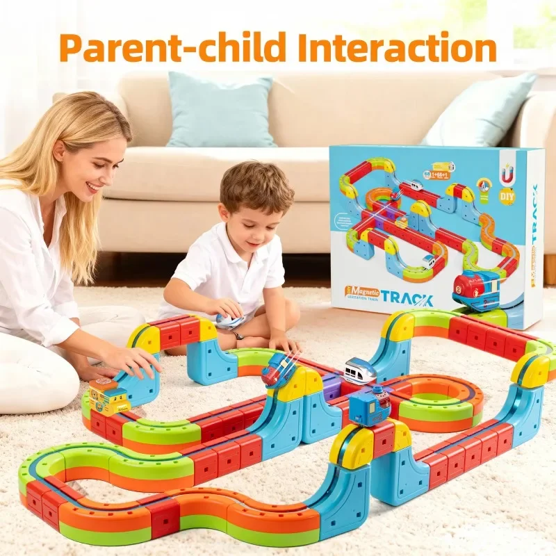 Magic Electronic Train Rail Cube Toys for Kids DIY Assembly Railway Track Car Building Block Set Educational Toy Christmas Gifts