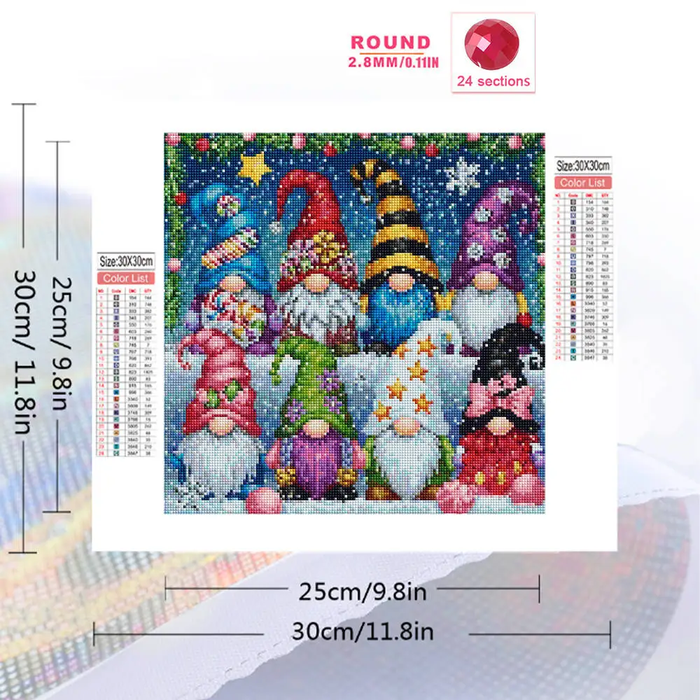 Evershine Diamond Painting Dwarf Pattern For Adults Beginners Winter Diamond Mosaic Christmas DIY Santa Claus Child Gift