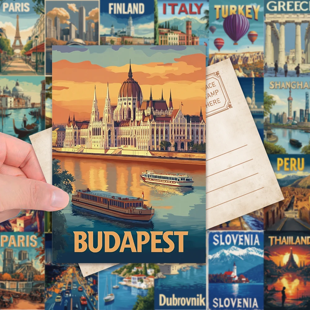 32pcs Travel Postcard Set, City Scenery High-Definition Cards, Living Room Decor, Christmas Gift, Student Present, Affordable