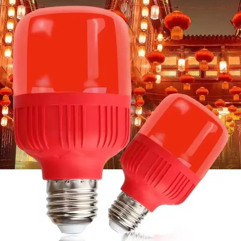 High Power Red LED Light Bulb E27/B22 AC 220V 5W 10W 15W 30W High Brightness Spot Light Festive New Year Bulb Christmas Lights