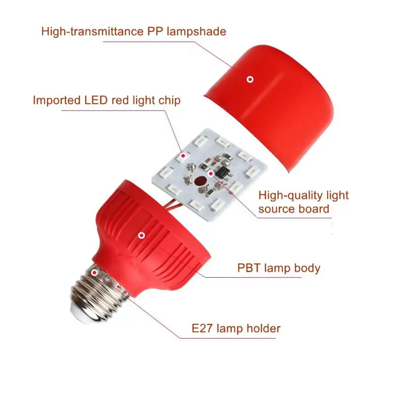 High Power Red LED Light Bulb E27/B22 AC 220V 5W 10W 15W 30W High Brightness Spot Light Festive New Year Bulb Christmas Lights