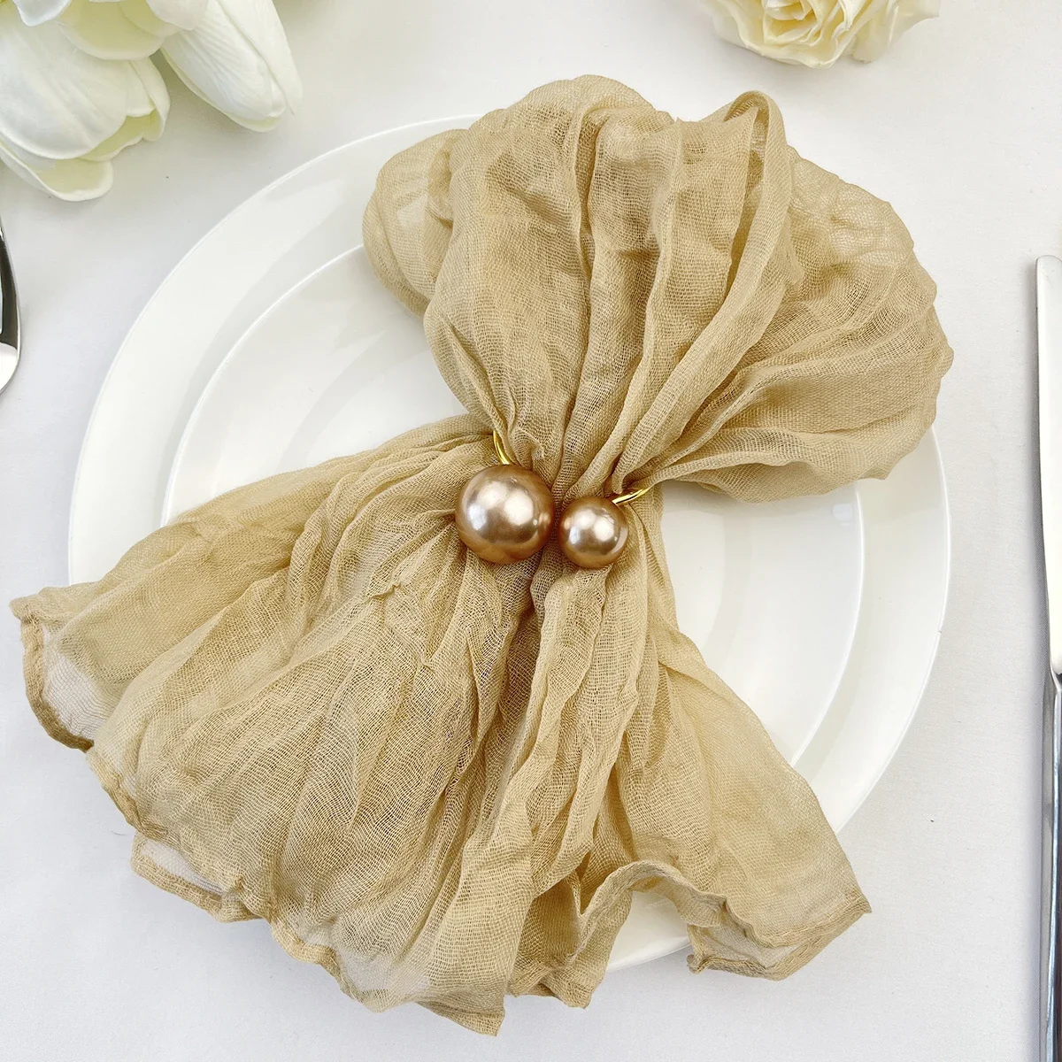 6-102pcs Cheesecloth Napkins Wedding Gauze Napkins Xmas New Year Decoration Dinner Birthday Home Party Christmas Table Decor