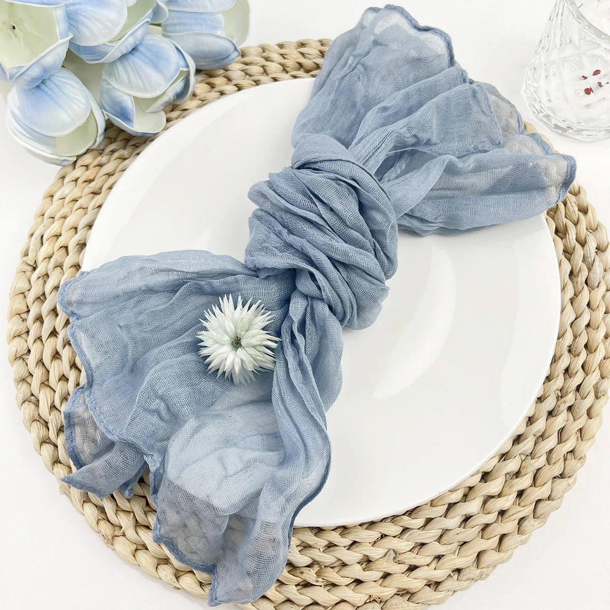 6-102pcs Cheesecloth Napkins Wedding Gauze Napkins Xmas New Year Decoration Dinner Birthday Home Party Christmas Table Decor