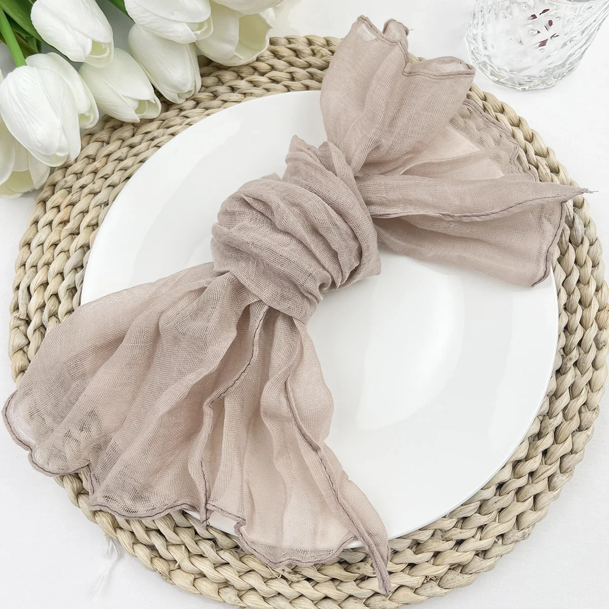 6-102pcs Cheesecloth Napkins Wedding Gauze Napkins Xmas New Year Decoration Dinner Birthday Home Party Christmas Table Decor