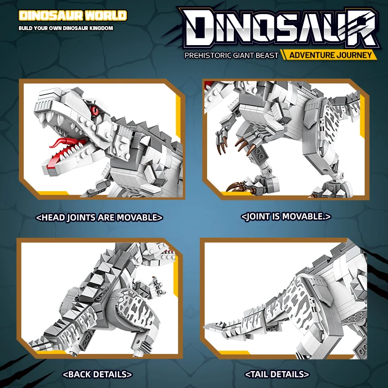 Prehistoric Dinosaur Building Blocks Animal Construction Set T Rex Model STEM Educational Toys Christmas Gift for Boys Kids