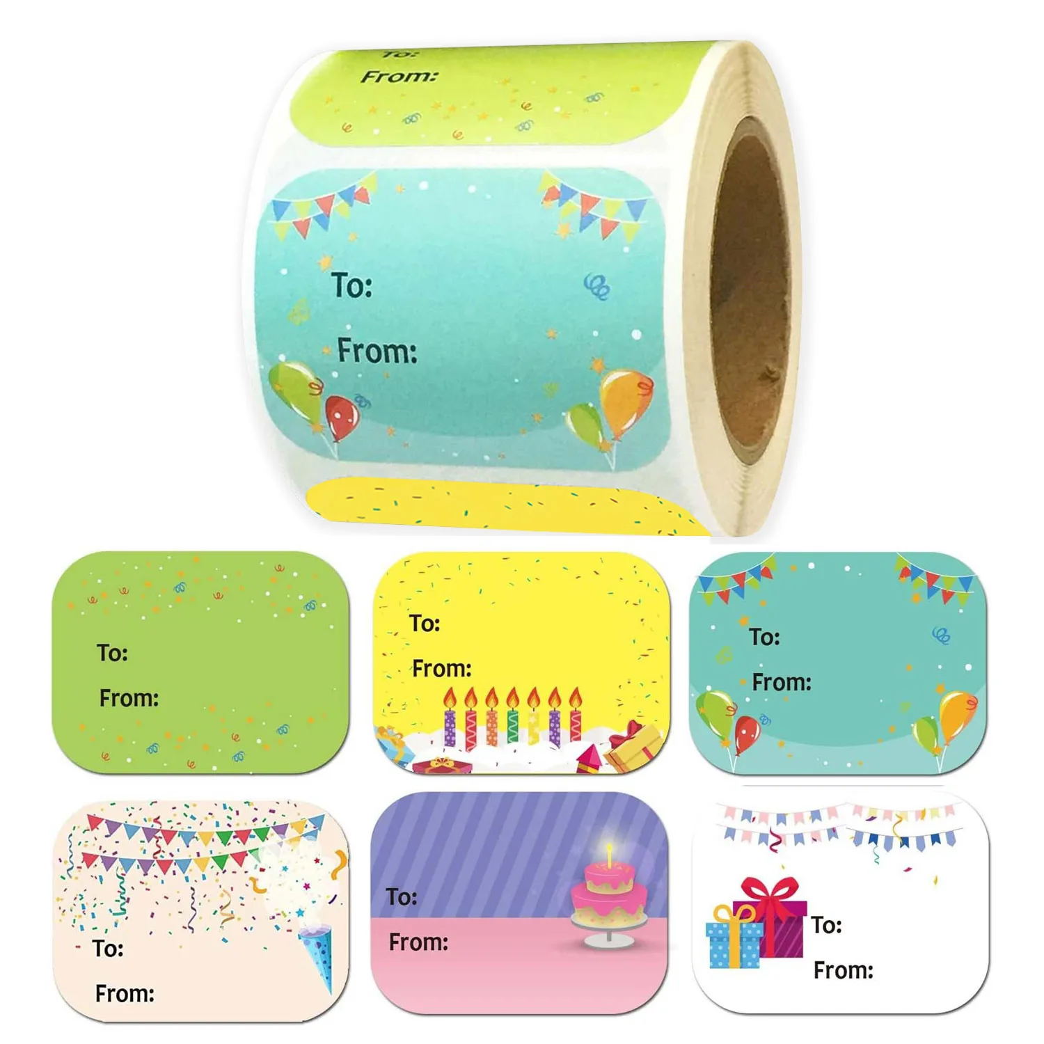 200 Pcs Happy Birthday Gift Tags Name Tags Stickers 1.5 X 2 Inch - Rectangle Christmas to From Labels Present Label