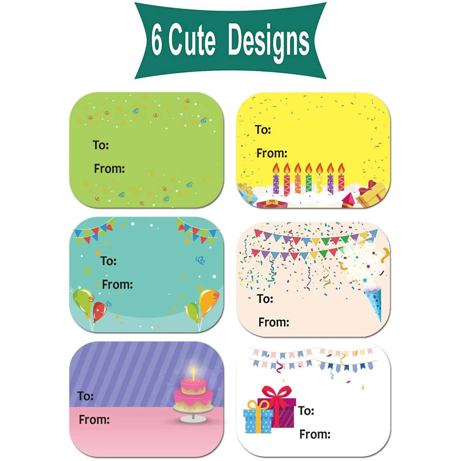 200 Pcs Happy Birthday Gift Tags Name Tags Stickers 1.5 X 2 Inch - Rectangle Christmas to From Labels Present Label