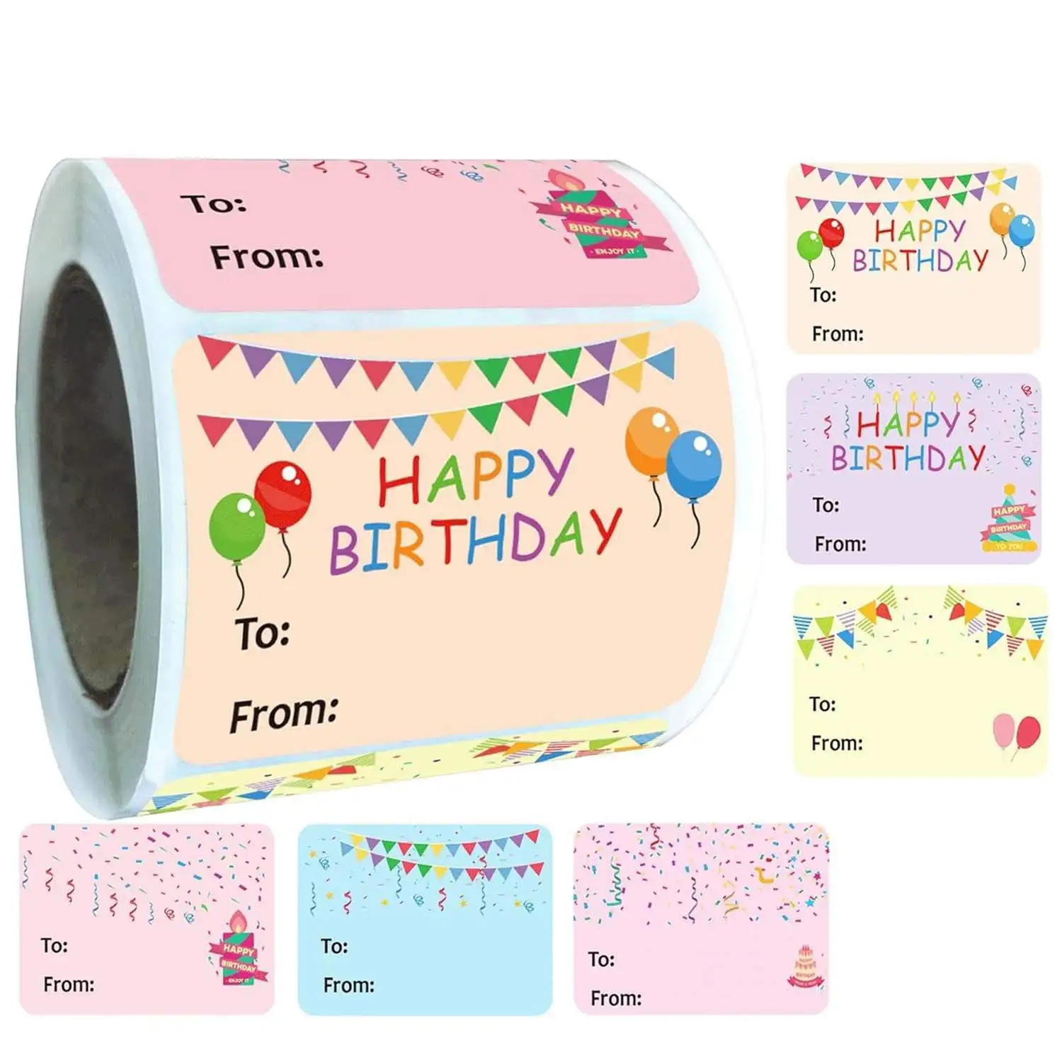200 Pcs Happy Birthday Gift Tags Name Tags Stickers 1.5 X 2 Inch - Rectangle Christmas to From Labels Present Label