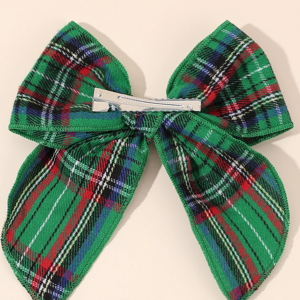 2pcs Retro Christmas Plaid Bow Hair Clips For Girls Festive Checkered Fabric Hairpins Holiday Parties Christmas Hair Accessories