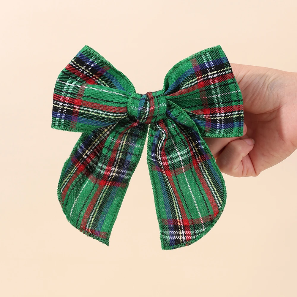 2pcs Retro Christmas Plaid Bow Hair Clips For Girls Festive Checkered Fabric Hairpins Holiday Parties Christmas Hair Accessories