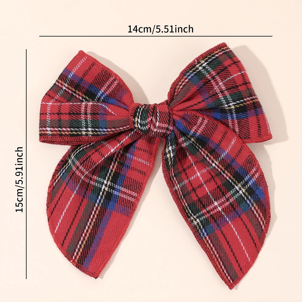 2pcs Retro Christmas Plaid Bow Hair Clips For Girls Festive Checkered Fabric Hairpins Holiday Parties Christmas Hair Accessories