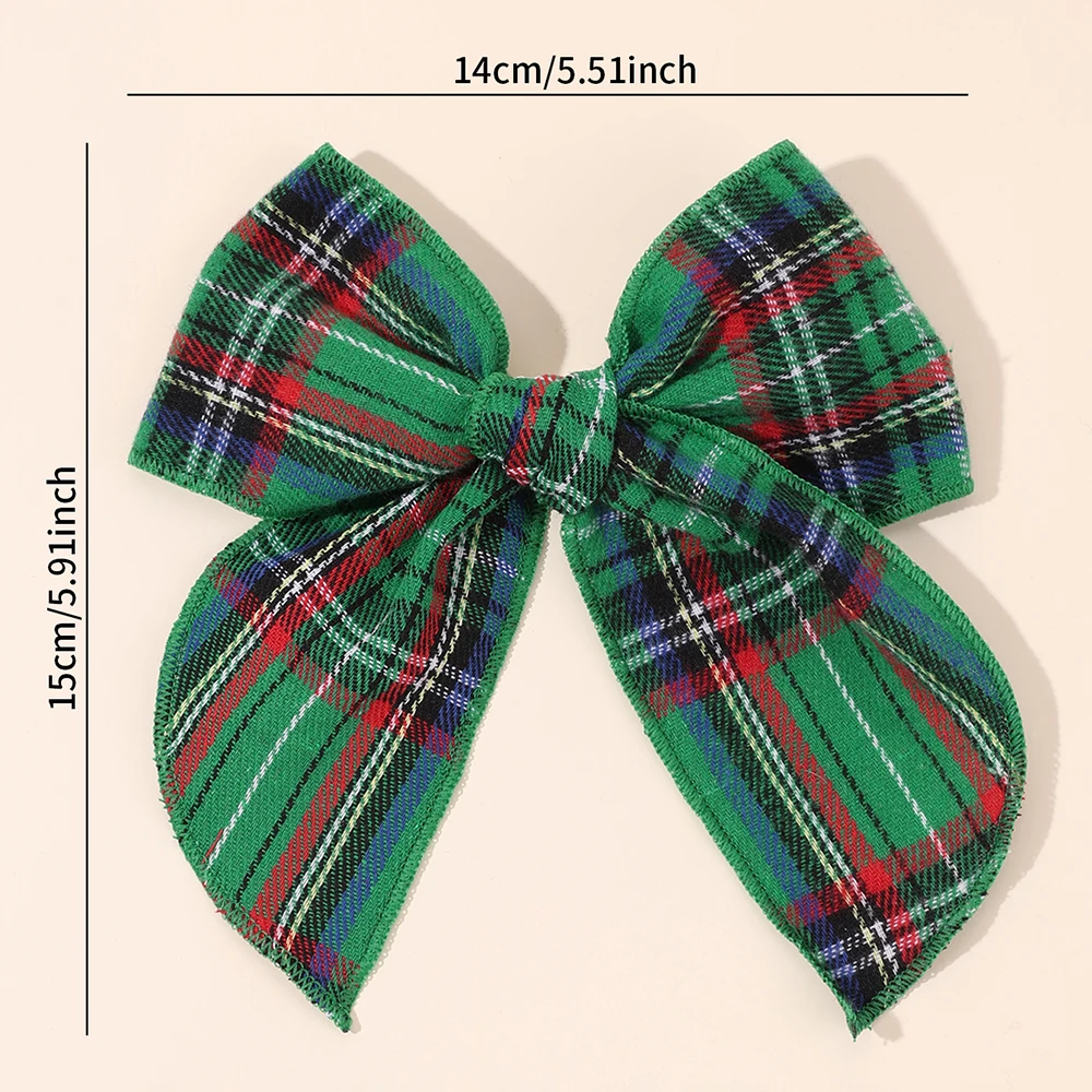 2pcs Retro Christmas Plaid Bow Hair Clips For Girls Festive Checkered Fabric Hairpins Holiday Parties Christmas Hair Accessories