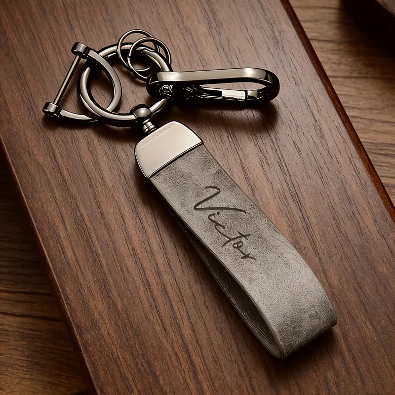 Custom Name Leather Keychain with Zinc Alloy, Personalized Text Key Tag,Ideal Gift for Him on Father's Day Valentine's Christmas