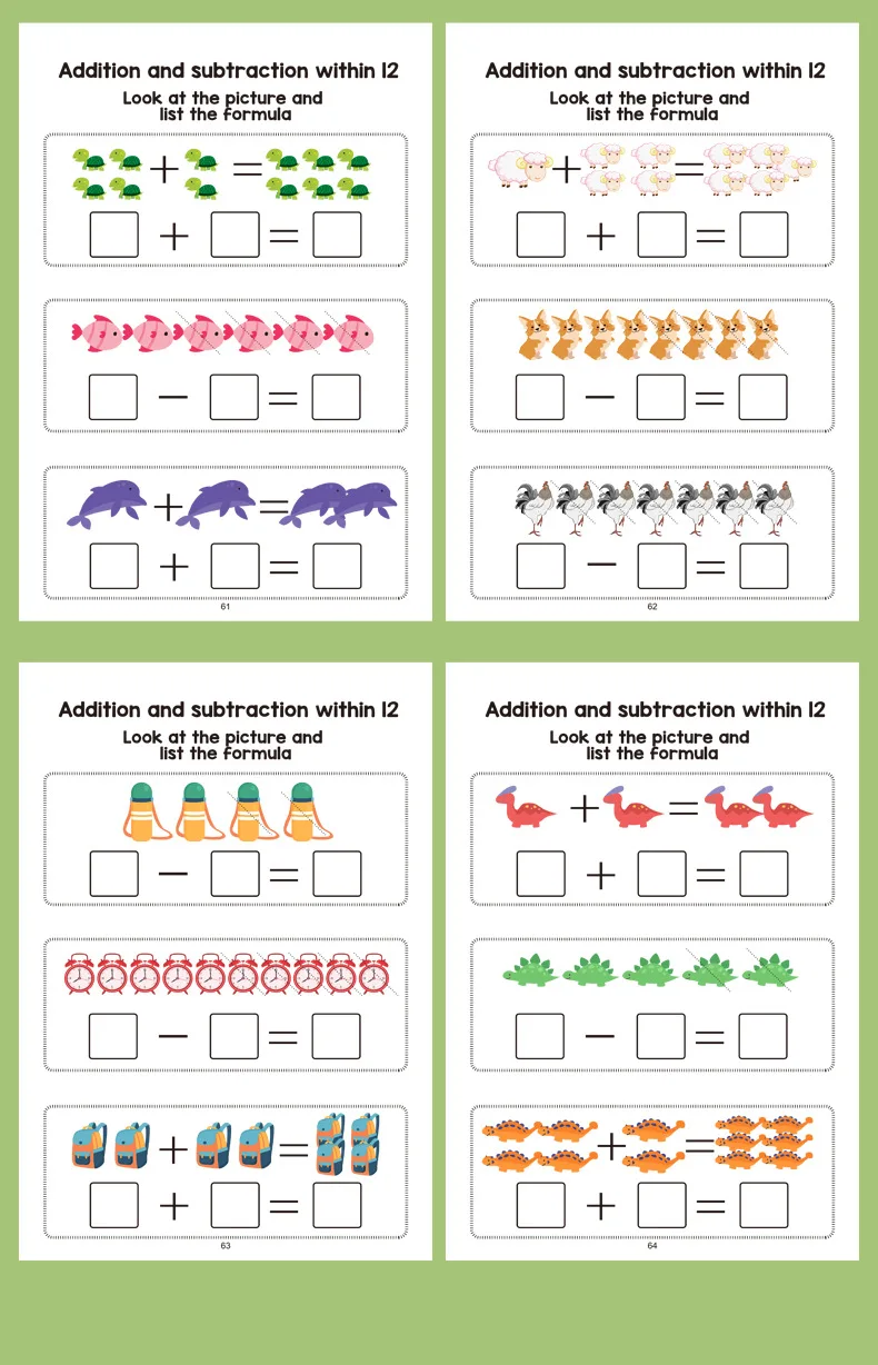 64-Page Interactive Preschool Math Workbook: Number Tracing, Addition and Subtraction Exercises - Early Education Activities for Children over 3 Years Old, Preparatory Course, for Home or Classroom Use - Educational Book for Number Recognition and Basic Arithmetic Skills, Early Education Materials, Fun Illustrations, High-Quality Printing, Learning Tool for Elementary School Students, Christmas Gift