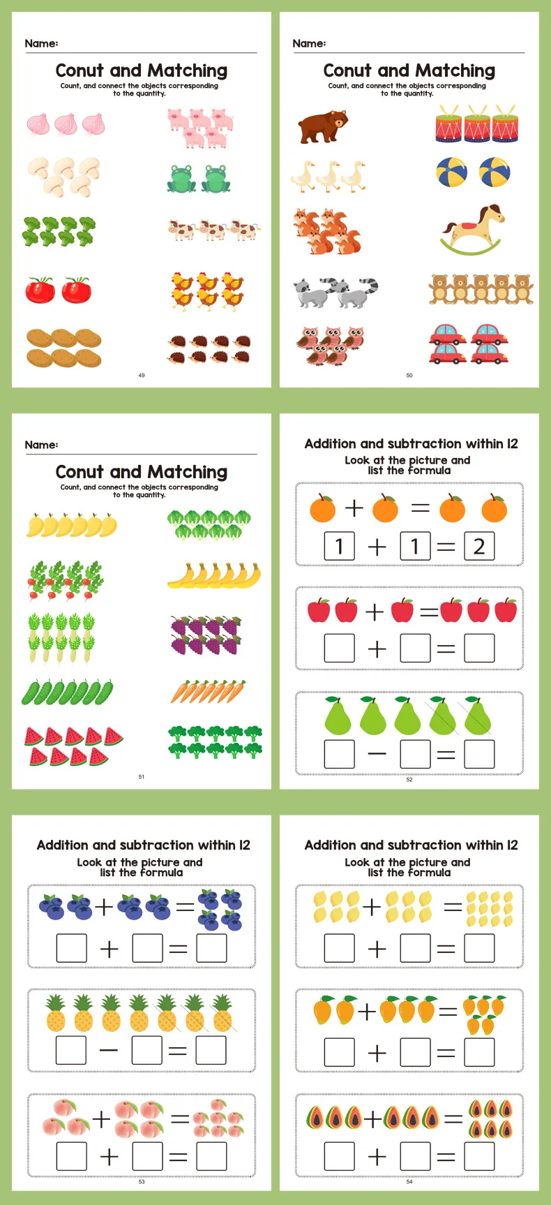 64-Page Interactive Preschool Math Workbook: Number Tracing, Addition and Subtraction Exercises - Early Education Activities for Children over 3 Years Old, Preparatory Course, for Home or Classroom Use - Educational Book for Number Recognition and Basic Arithmetic Skills, Early Education Materials, Fun Illustrations, High-Quality Printing, Learning Tool for Elementary School Students, Christmas Gift