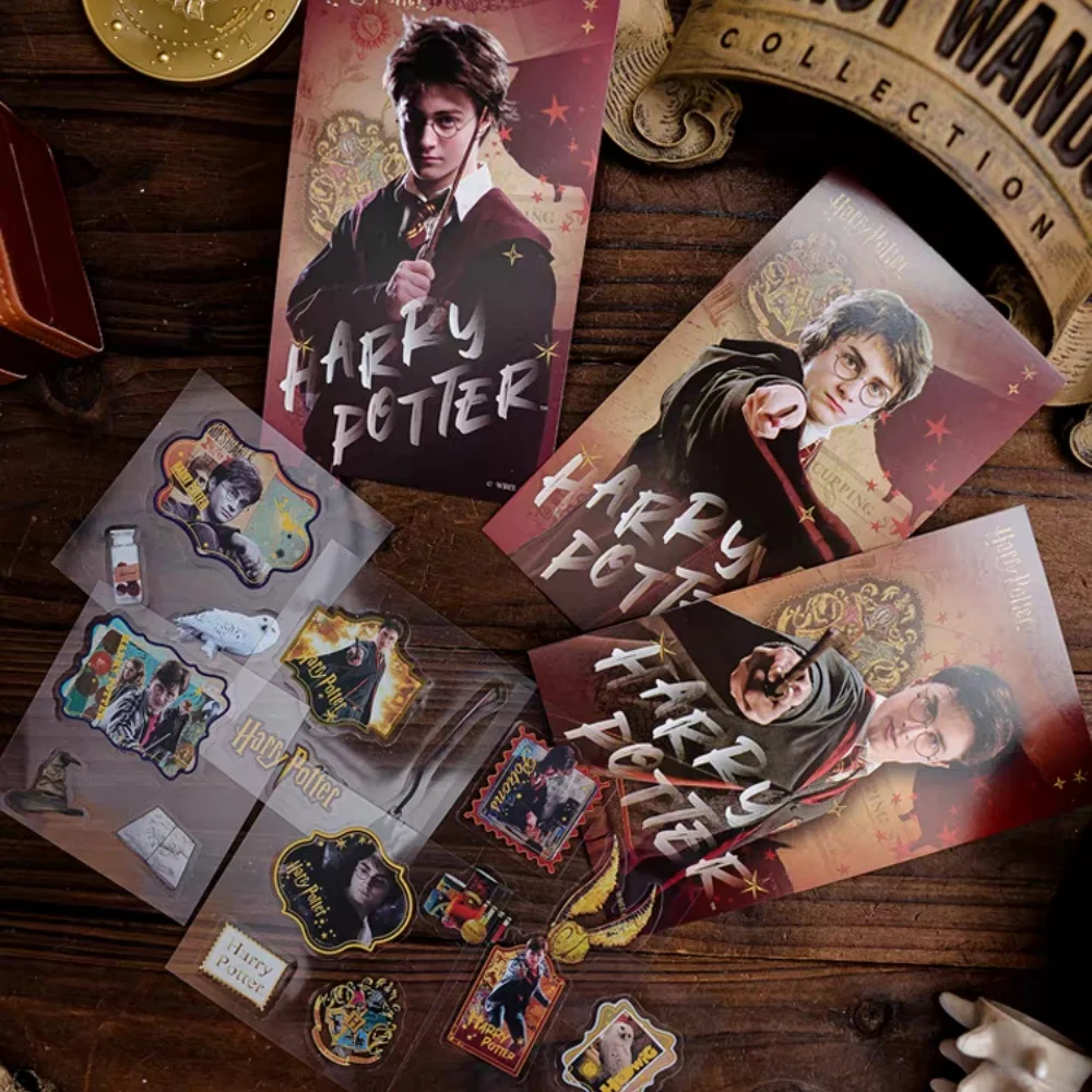 Genuine Harry Potter Commemorative Ticket Holder Set Hogwarts Theme Postcards Stickers Bookmark Sticky Notes Set Christmas Gift
