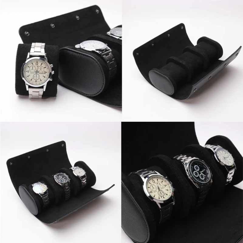 Watch Roll Travel Case 1/2/3-Slot Portable Vintage Leather Watch Display Case Storage Box Watch Organizers Men Christmas Gift