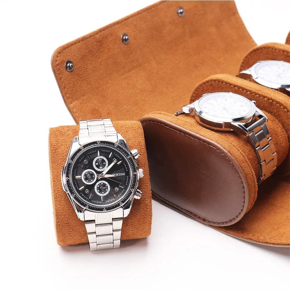 Watch Roll Travel Case 1/2/3-Slot Portable Vintage Leather Watch Display Case Storage Box Watch Organizers Men Christmas Gift