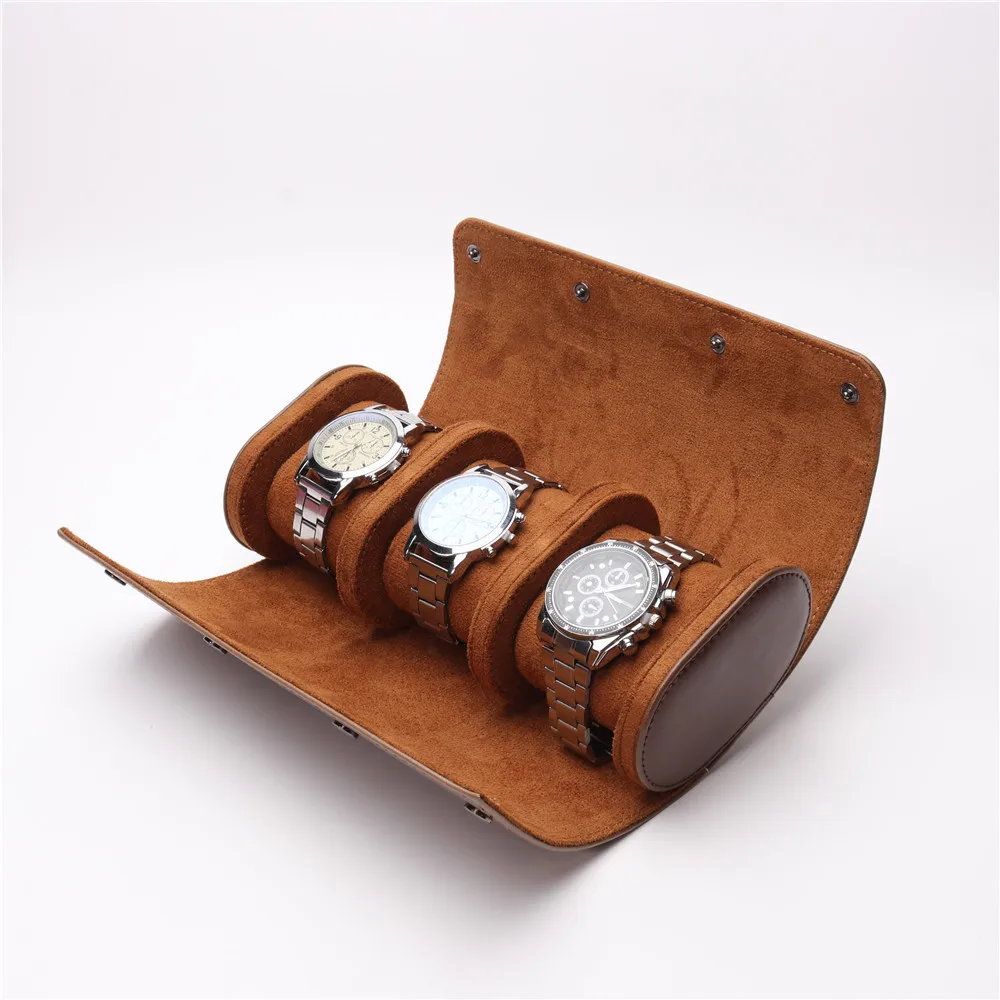 Watch Roll Travel Case 1/2/3-Slot Portable Vintage Leather Watch Display Case Storage Box Watch Organizers Men Christmas Gift