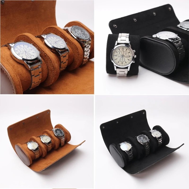 Watch Roll Travel Case 1/2/3-Slot Portable Vintage Leather Watch Display Case Storage Box Watch Organizers Men Christmas Gift