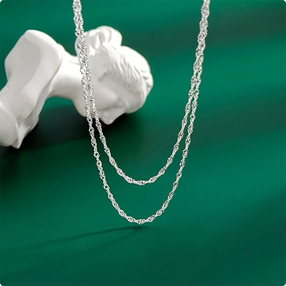 925 Sterling Silver 40-75cm Chain Necklace, Stylish and Charming Christmas Accessory/Gift Jewelry for Men and Women