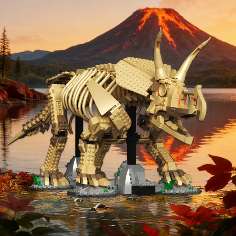 2688 Pieces Room Decor Triceratops Fossil Building Block Set Construction Dinosaur Model Brick Adults Birthday Christmas Gifts