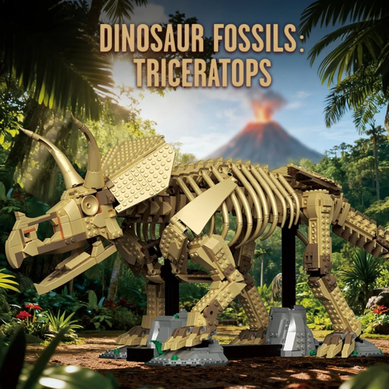 2688 Pieces Room Decor Triceratops Fossil Building Block Set Construction Dinosaur Model Brick Adults Birthday Christmas Gifts