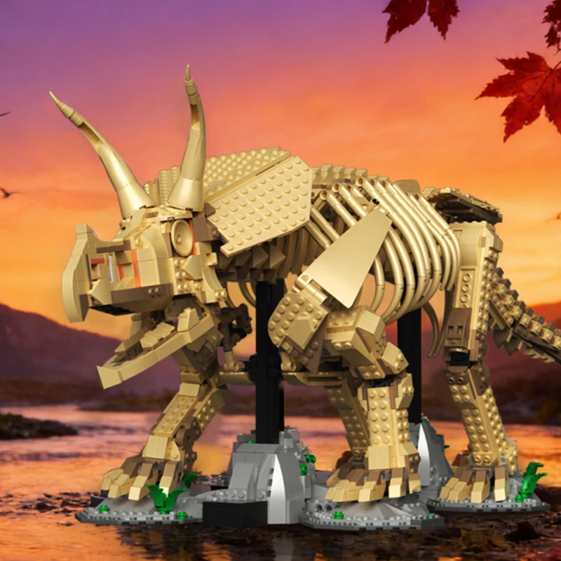 2688 Pieces Room Decor Triceratops Fossil Building Block Set Construction Dinosaur Model Brick Adults Birthday Christmas Gifts