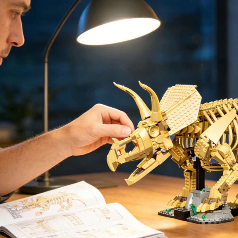 2688 Pieces Room Decor Triceratops Fossil Building Block Set Construction Dinosaur Model Brick Adults Birthday Christmas Gifts