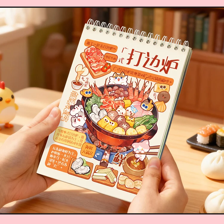 Kawaii Sichuan Flavor Jianghu 3D Complete Guide to Cuisine Landscape Sticker book DIY Pocket Cabin Scene Christmas gifts 