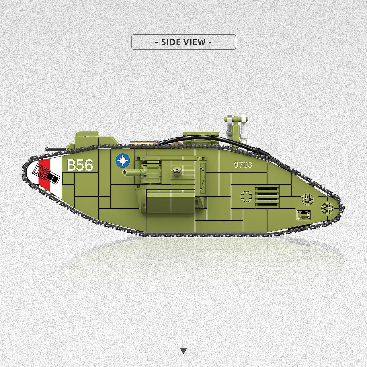 900PCS World War I Heavy Tank MK.V,Ww1 Military Army Vehicle Building Blocks DIY Toys Christmas Birthday Gift