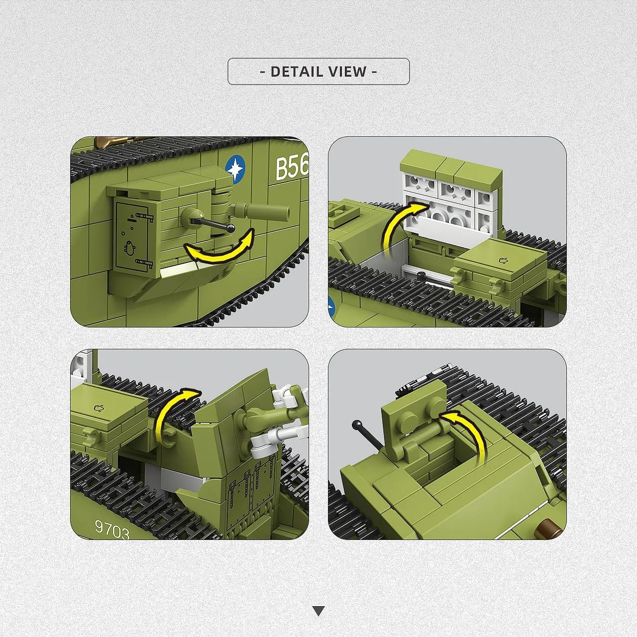 900PCS World War I Heavy Tank MK.V,Ww1 Military Army Vehicle Building Blocks DIY Toys Christmas Birthday Gift