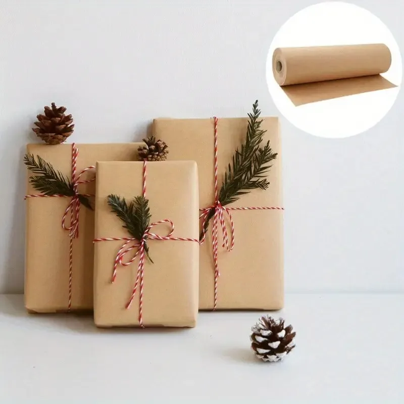38CM X 5/10M Brown Kraft Paper Packing DIY Gift Wrapping Kraft Paper Painting Art Craft Gift Party Christmas Day Gift Packing