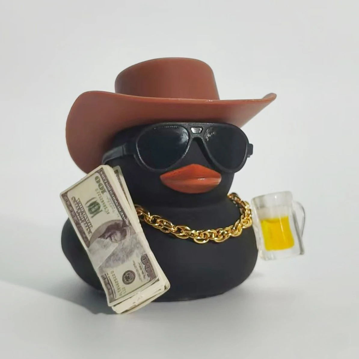 Fortunate Rich Duck for Jeep Car Dashboard Decoration Lucky Cute Duck with Dollar Beer Funny Christmas Gift for Family Friends