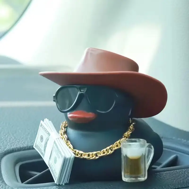 Fortunate Rich Duck for Jeep Car Dashboard Decoration Lucky Cute Duck with Dollar Beer Funny Christmas Gift for Family Friends