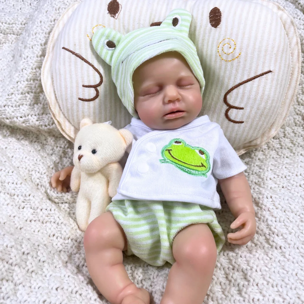13-Inch Can Open Mouth LouLou Full Solid Silicone Reborn Baby Doll Girl or Boy Washable Stress-relieving Doll Toy Christmas Gift