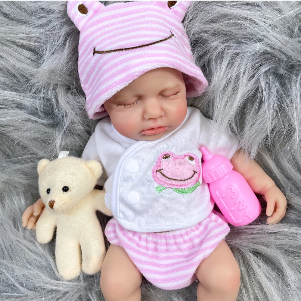 13-Inch Can Open Mouth LouLou Full Solid Silicone Reborn Baby Doll Girl or Boy Washable Stress-relieving Doll Toy Christmas Gift