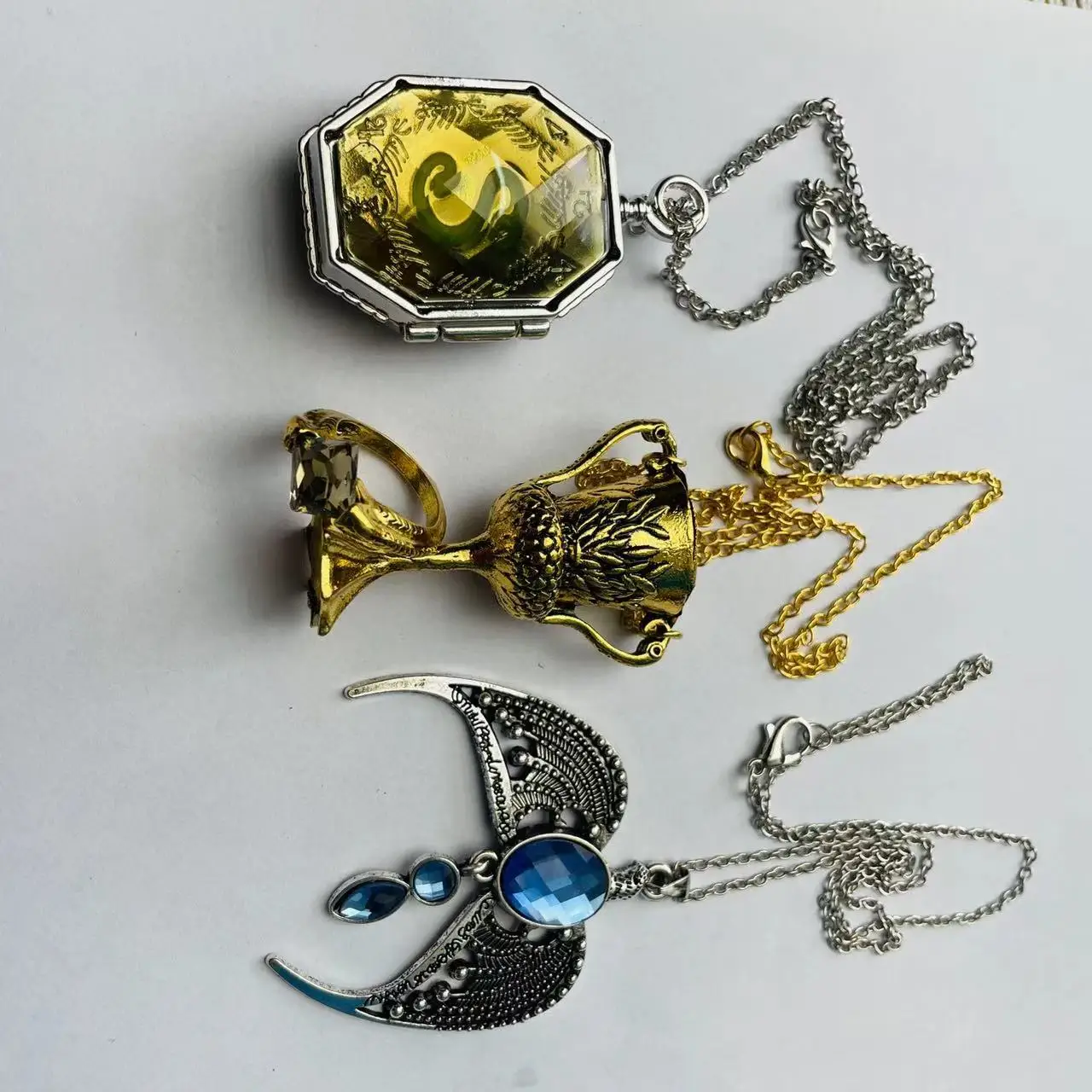 Snake Locket Eagle Goblet Diary Sword Dark Mark Pendant Props Ring Set 7 PCS Set Halloween Christmas Easter Gift Present
