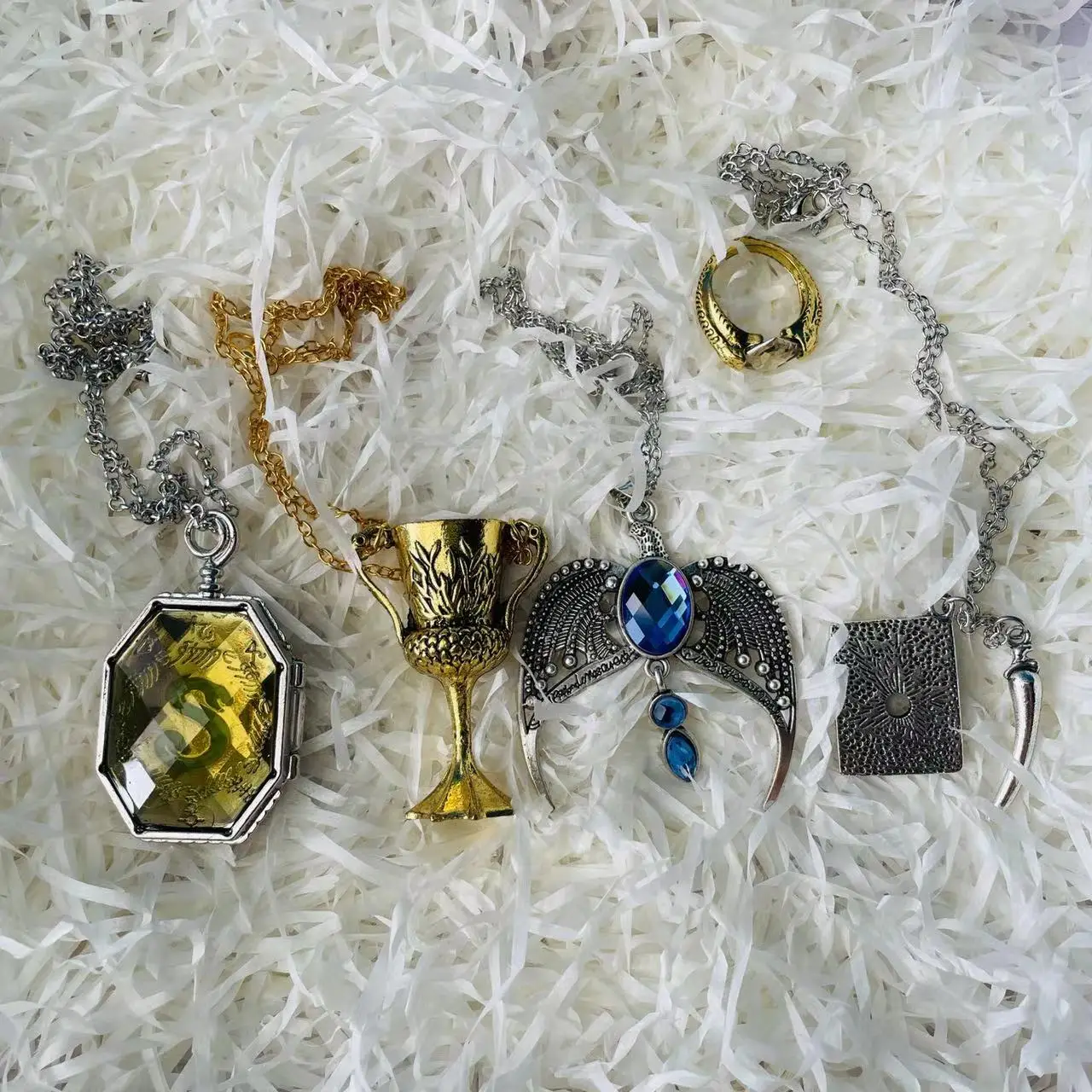 Snake Locket Eagle Goblet Diary Sword Dark Mark Pendant Props Ring Set 7 PCS Set Halloween Christmas Easter Gift Present