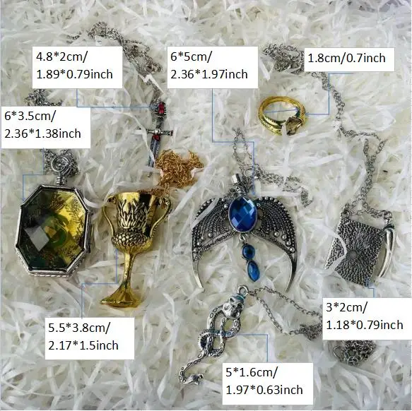 Snake Locket Eagle Goblet Diary Sword Dark Mark Pendant Props Ring Set 7 PCS Set Halloween Christmas Easter Gift Present