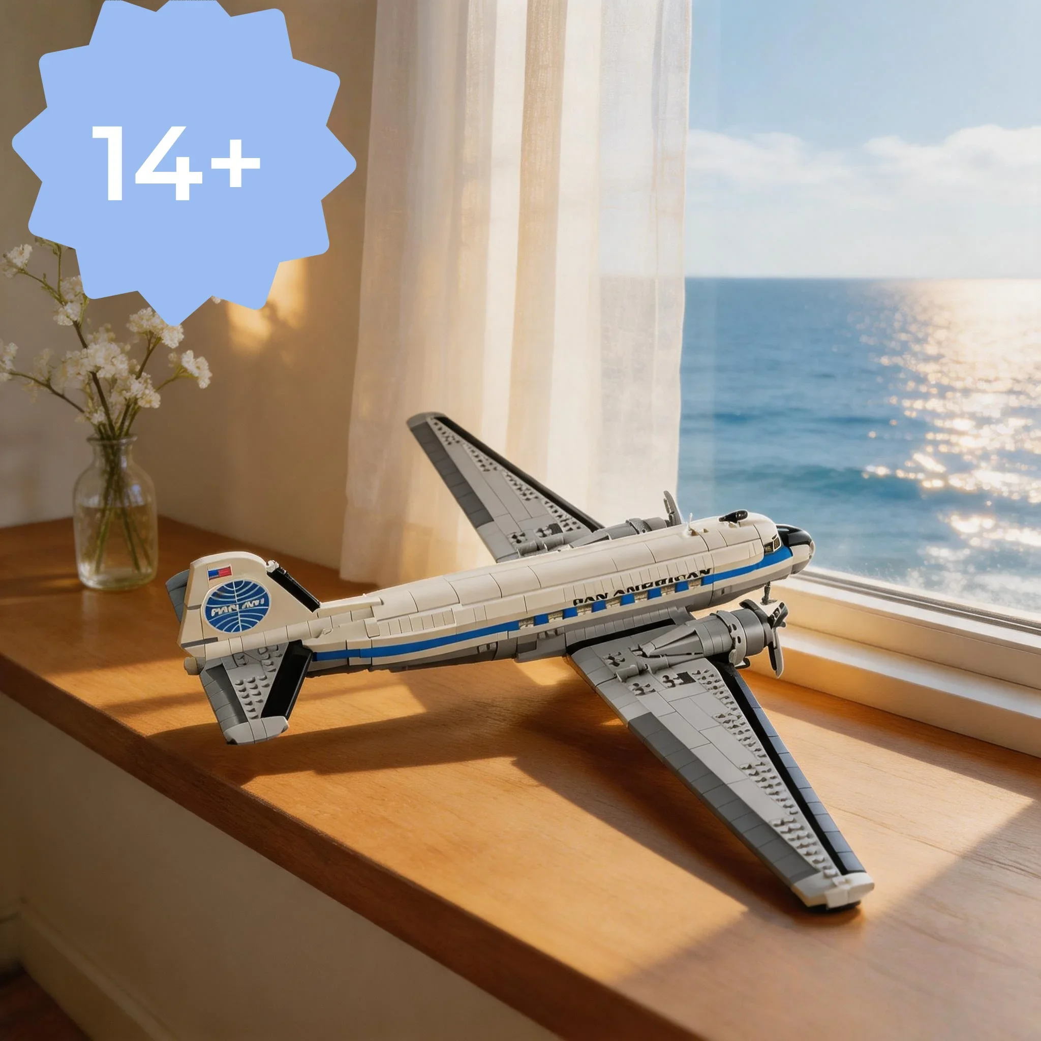 2026 New 1903PCS Creative Icons Douglas DC-3 Pan Am Airliner Model Building Blocks Toy Christmas Gift
