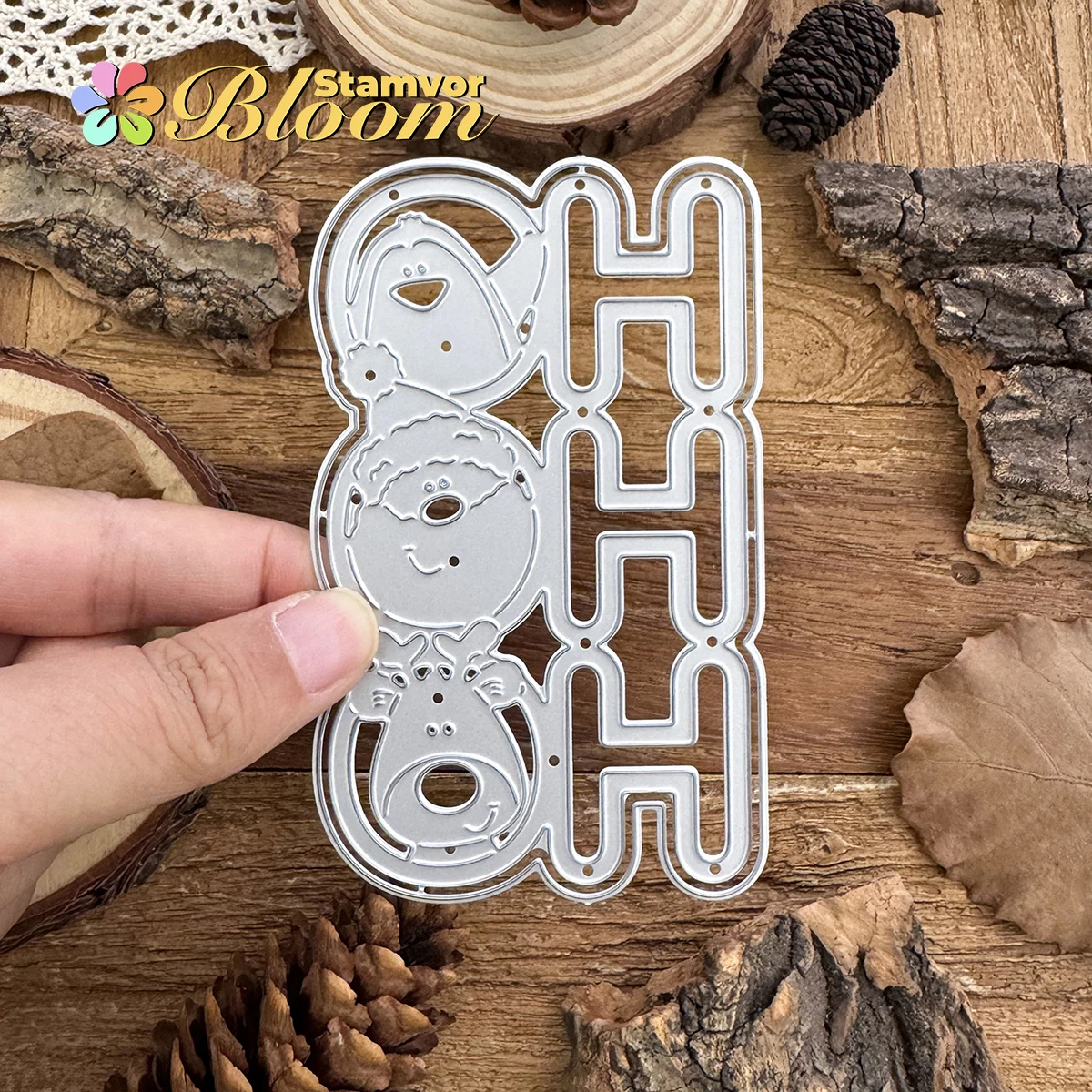 Original Lovely Layers Christmas Title HOHOHO With Penguin Santa Claus Deer Metal Cutting Dies Scrapbooking Decorative Embossing