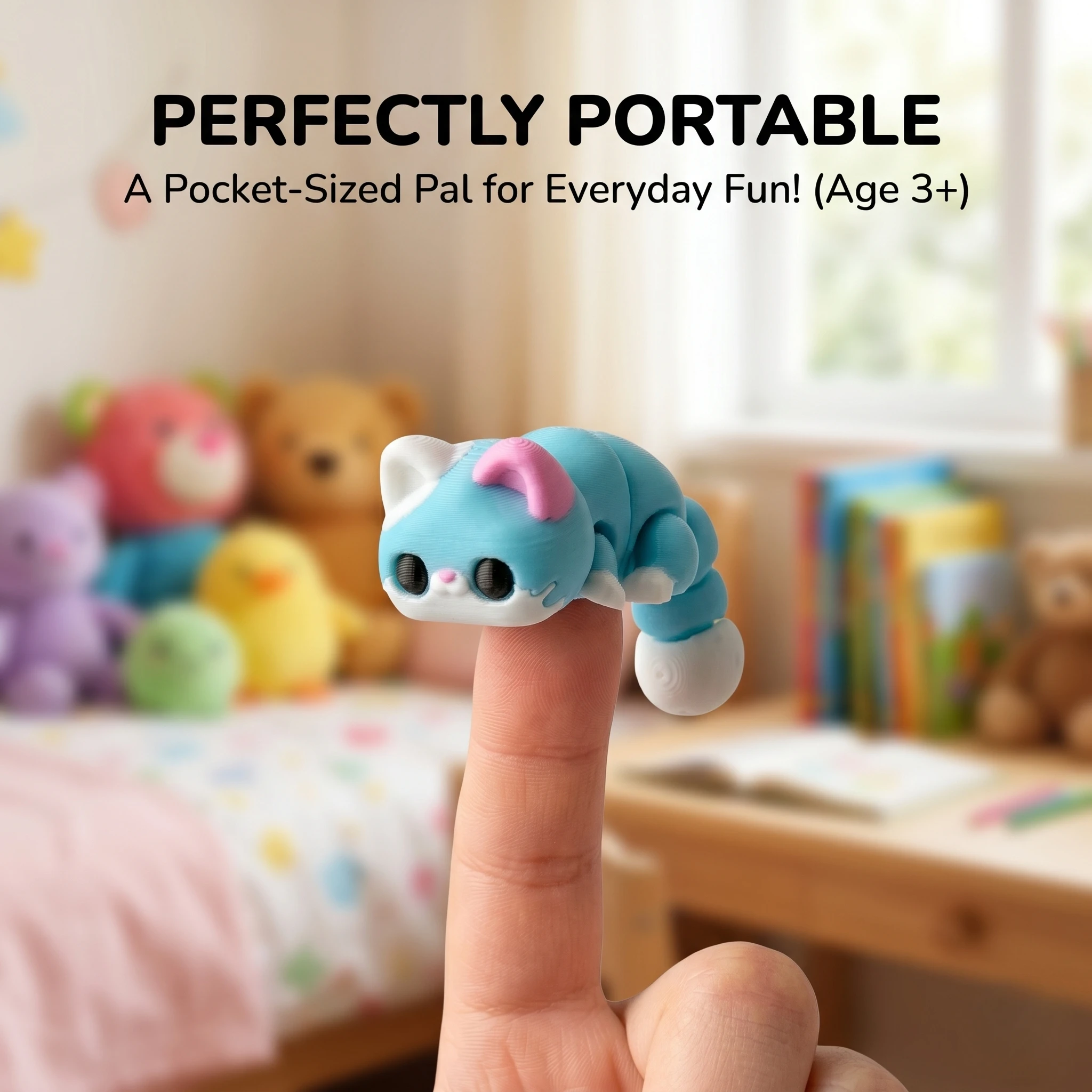 1/3 Piece - 3D Printed Articulated Kitten Figurine, Movable Jointed Toy, Indoor and Outdoor Desktop Decoration, Wedding, Birthday, Christmas, New Year Gift, Valentine's Day Party Gift Bag Filler