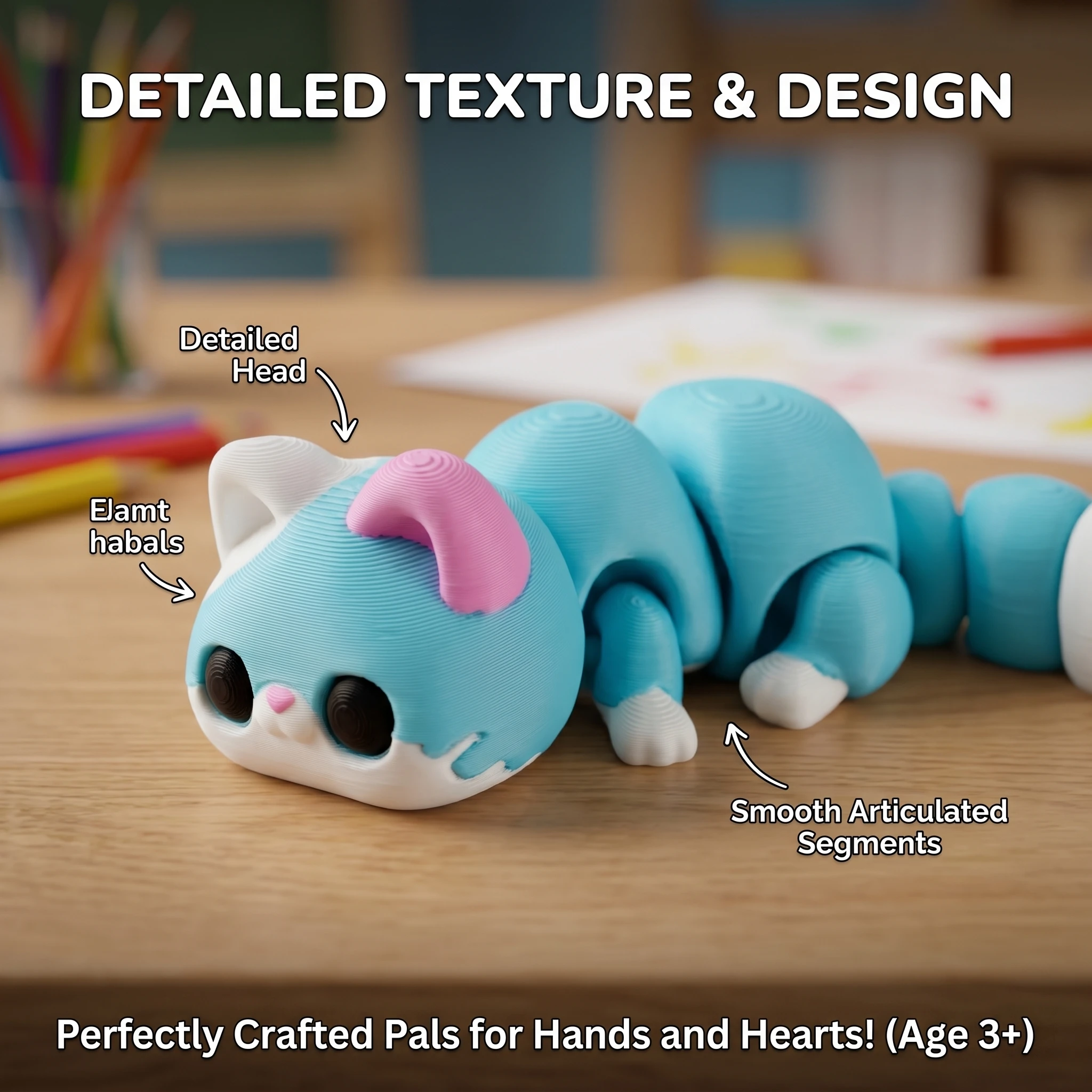 1/3 Piece - 3D Printed Articulated Kitten Figurine, Movable Jointed Toy, Indoor and Outdoor Desktop Decoration, Wedding, Birthday, Christmas, New Year Gift, Valentine's Day Party Gift Bag Filler