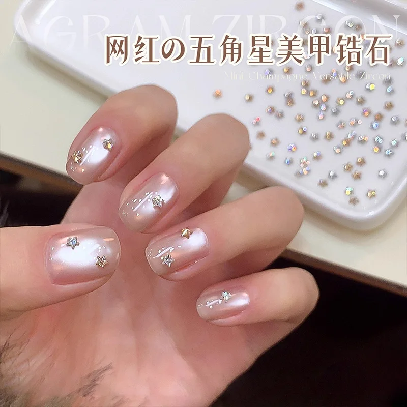 Mini 3mm Star Zircon Nail Flat Bottom Sparkling Zircon Christmas Pentagram Nail Decoration Accessories