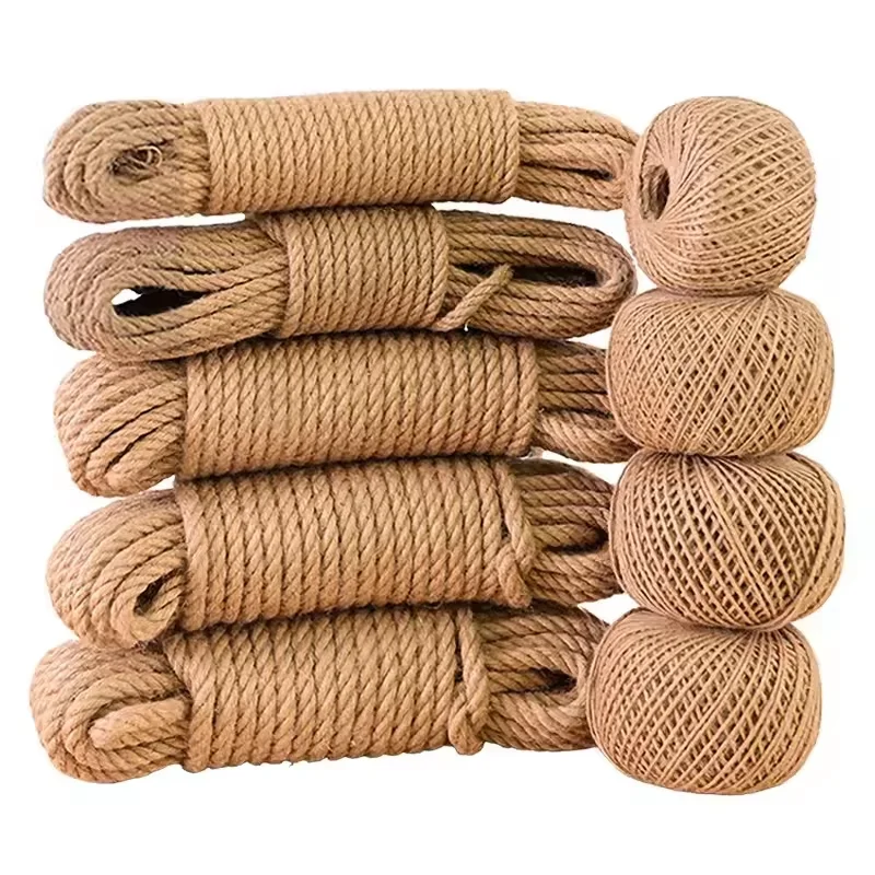 1mm-14mm Natural Jute Rope Cord Twine Ribbon Craft DIY Wedding Jute String Thread Handmade Sewing Party Christmas Home Decortion